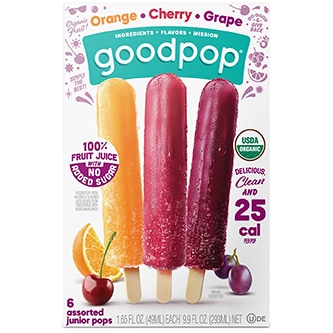 Goodpop Organic Frozen Pops, Orange, Cherry, and Grape