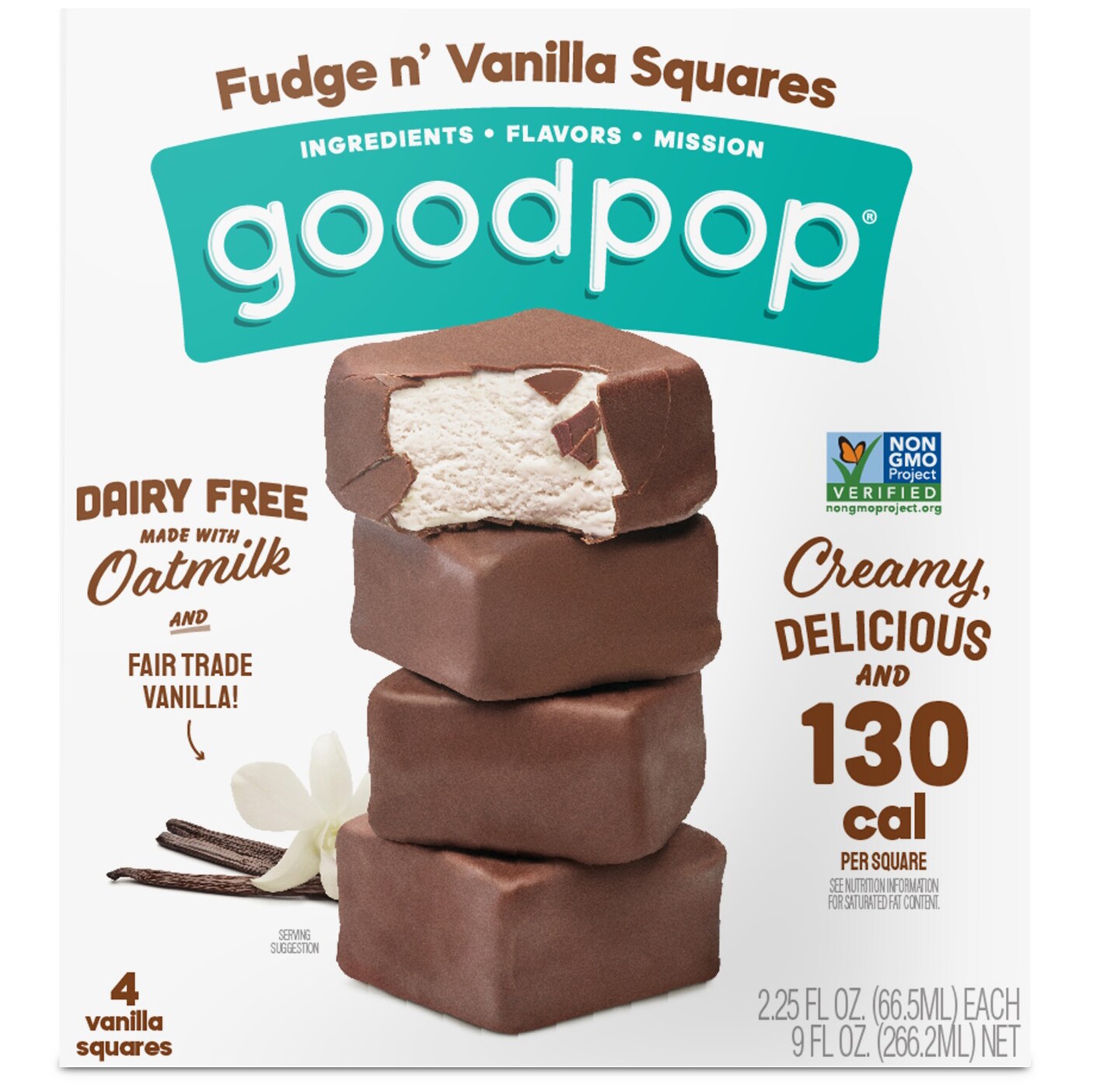 Goodpop Dairy-Free Ice Cream Squares, Fudge n' Vanilla