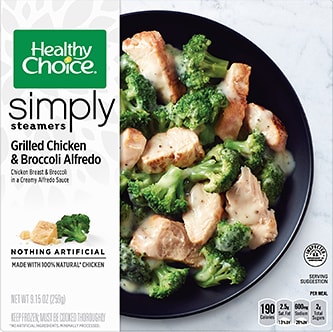 Healthy Choice Simply Steamers, Grilled Chicken & Broccoli Alfredo, Frozen