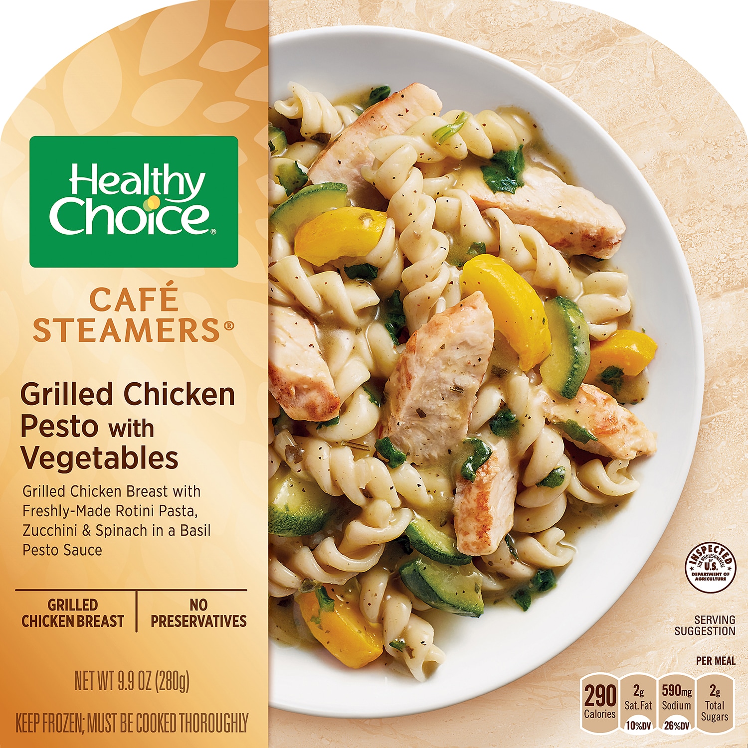 Healthy Choice Café Steamers, Grilled Chicken Pesto with Vegetables, Frozen