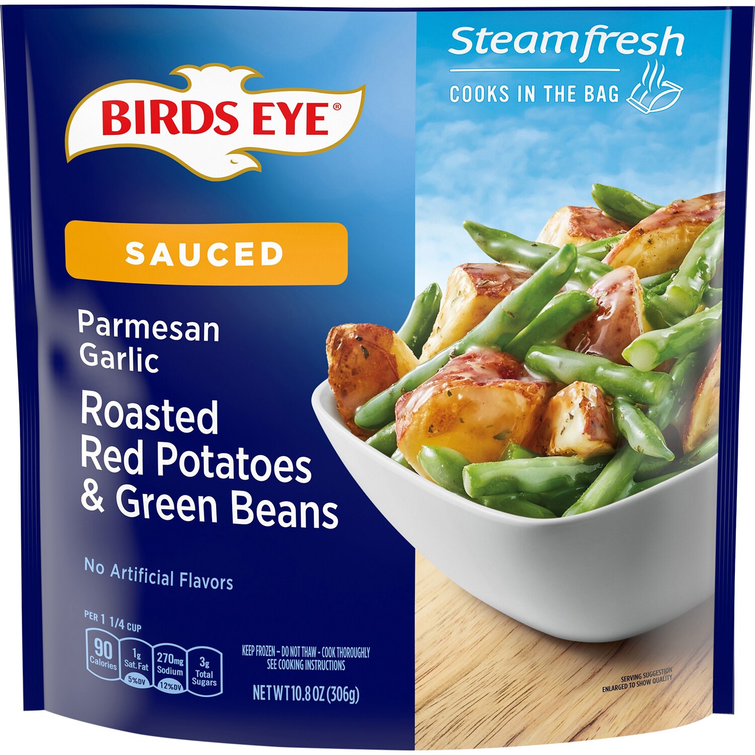 Birds Eye Steamfresh Sauced, Parmesan Garlic Roasted Red Potatoes & Green Beans, Frozen