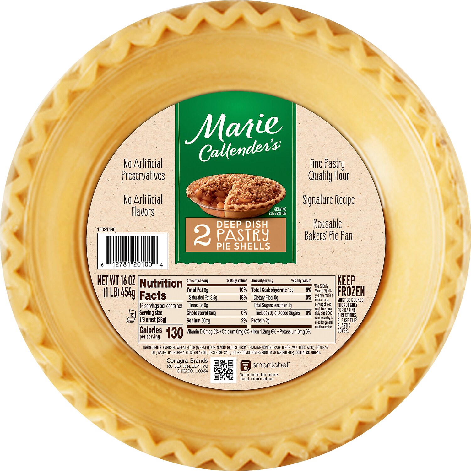 Marie Callender's Deep Dish Pastry Pie Shells, Frozen