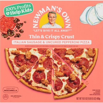 Newman's Own Thin & Crispy Crust Pizza, Italian Sausage & Uncured Pepperoni, Frozen