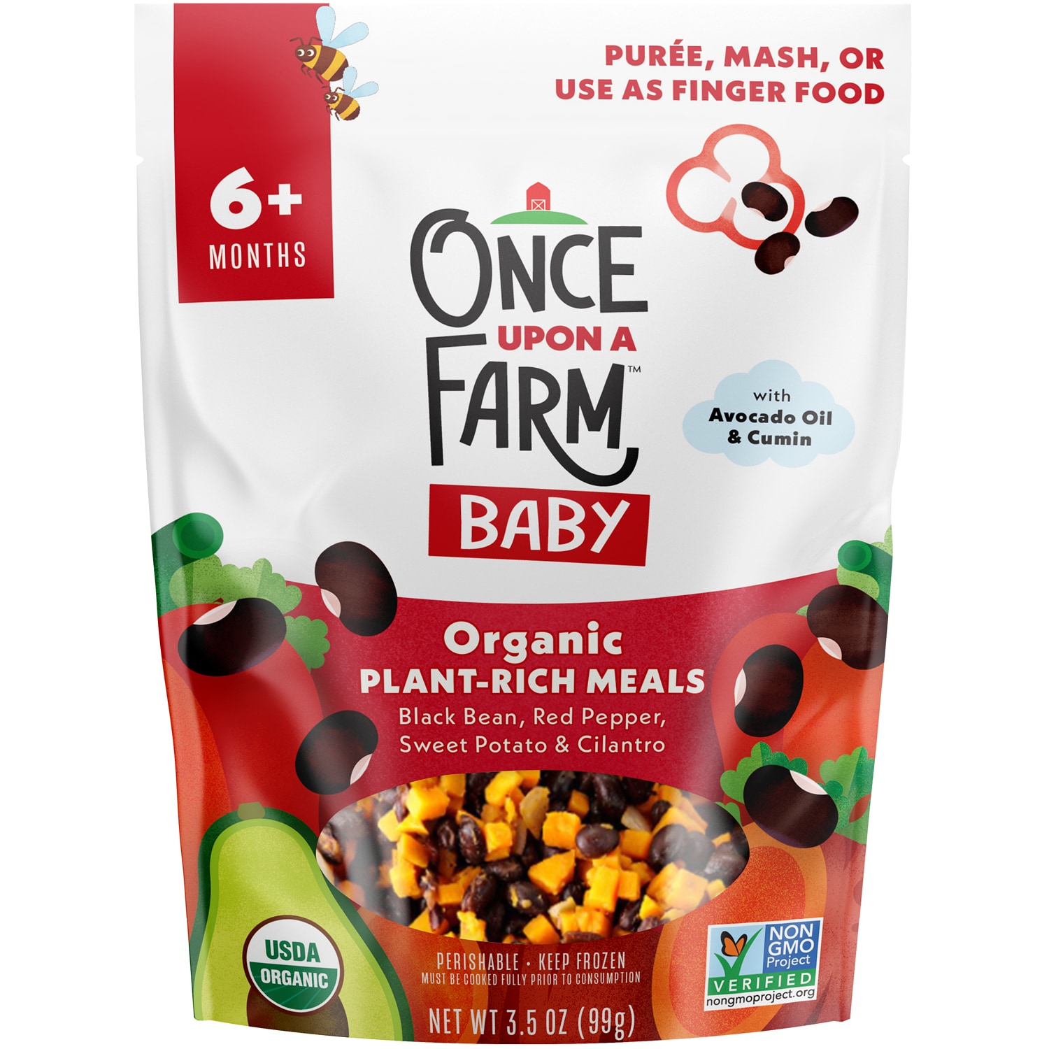 Once Upon a Farm Organic Baby Plant-Rich Meals, Black Bean, Red Pepper, Sweet Potato & Cilantro, Frozen