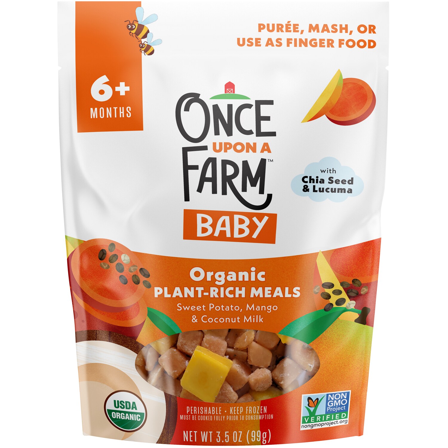 Once Upon a Farm Organic Baby Plant-Rich Meals, Sweet Potato, Mango & Coconut Milk, Frozen