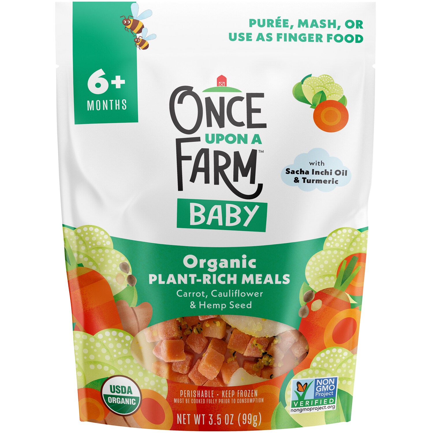 Once Upon a Farm Organic Baby Plant-Rich Meals, Carrot, Cauliflower & Hemp Seed, Frozen