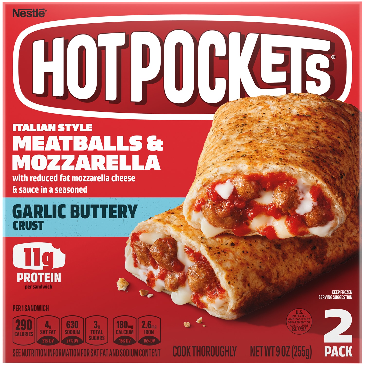 Hot Pockets Italian Style Meatballs & Mozzarella, Frozen