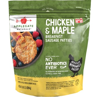 Applegate Naturals Breakfast Sausage Patties, Chicken & Maple, Family Size, Frozen