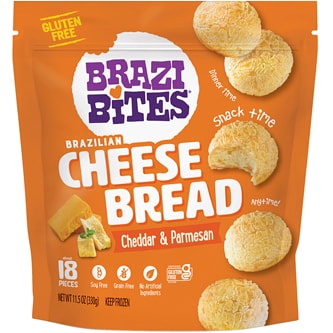 Brazi Bites Brazilian Cheese Bread, Cheddar & Parmesan, Frozen