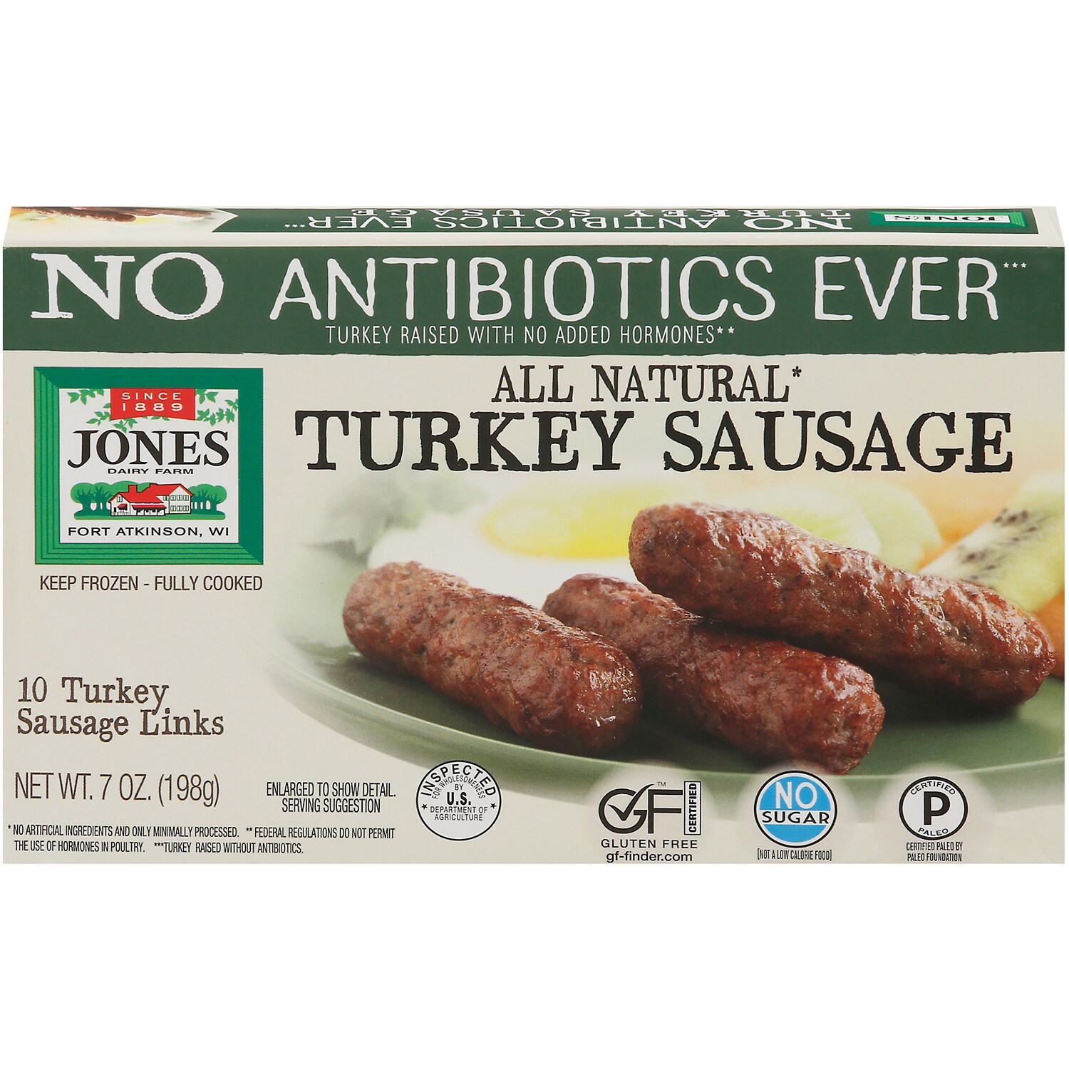 Jones Dairy Farm All Natural Fully Cooked Turkey Sausage Links, Frozen