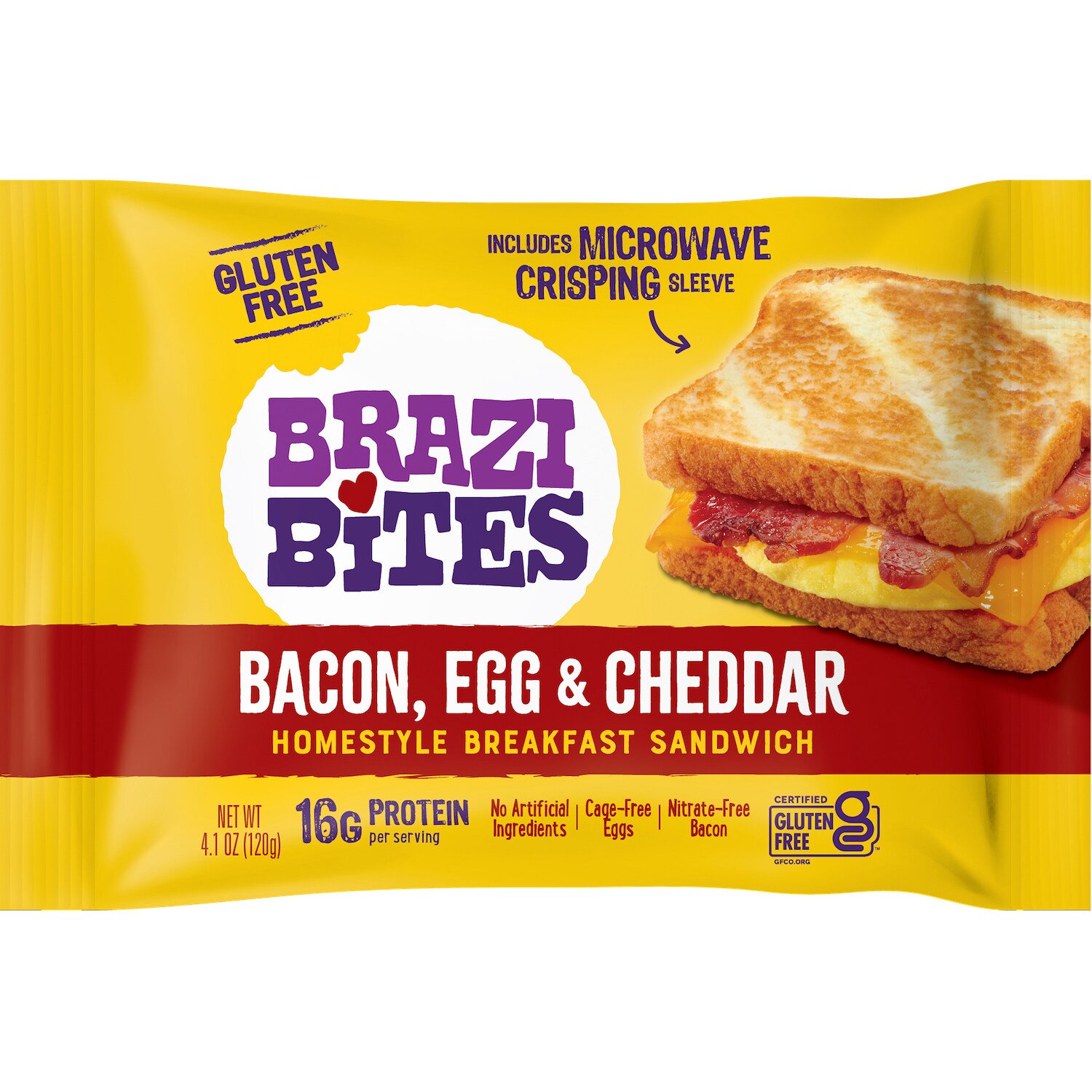 Brazi Bites Homestyle Breakfast Sandwich, Bacon, Egg & Cheddar, Frozen