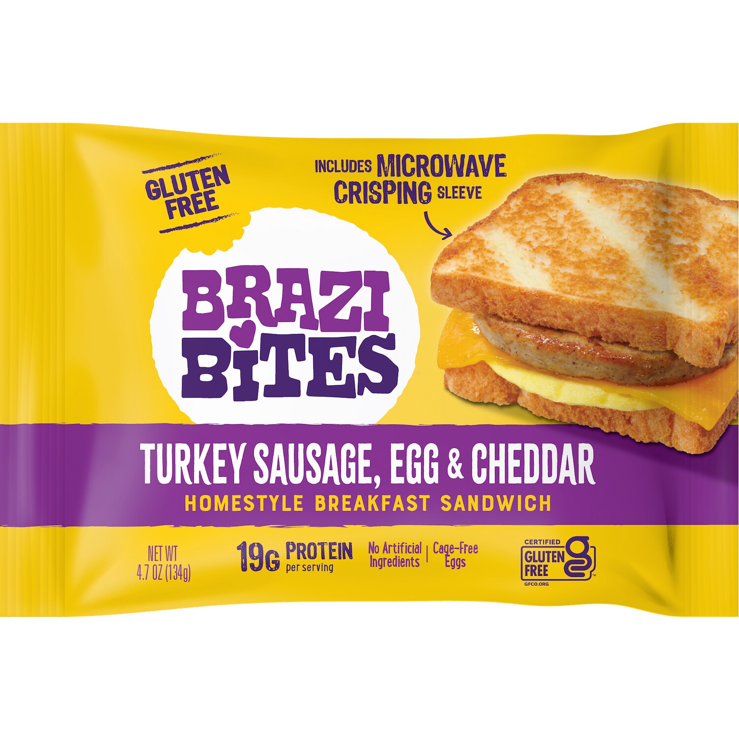 Brazi Bites Homestyle Breakfast Sandwich, Turkey Sausage, Egg & Cheddar, Frozen