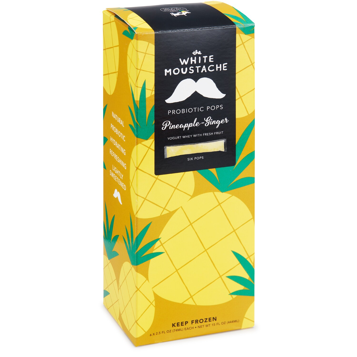 White Moustache Probiotic Whey Pops, Pineapple-Ginger