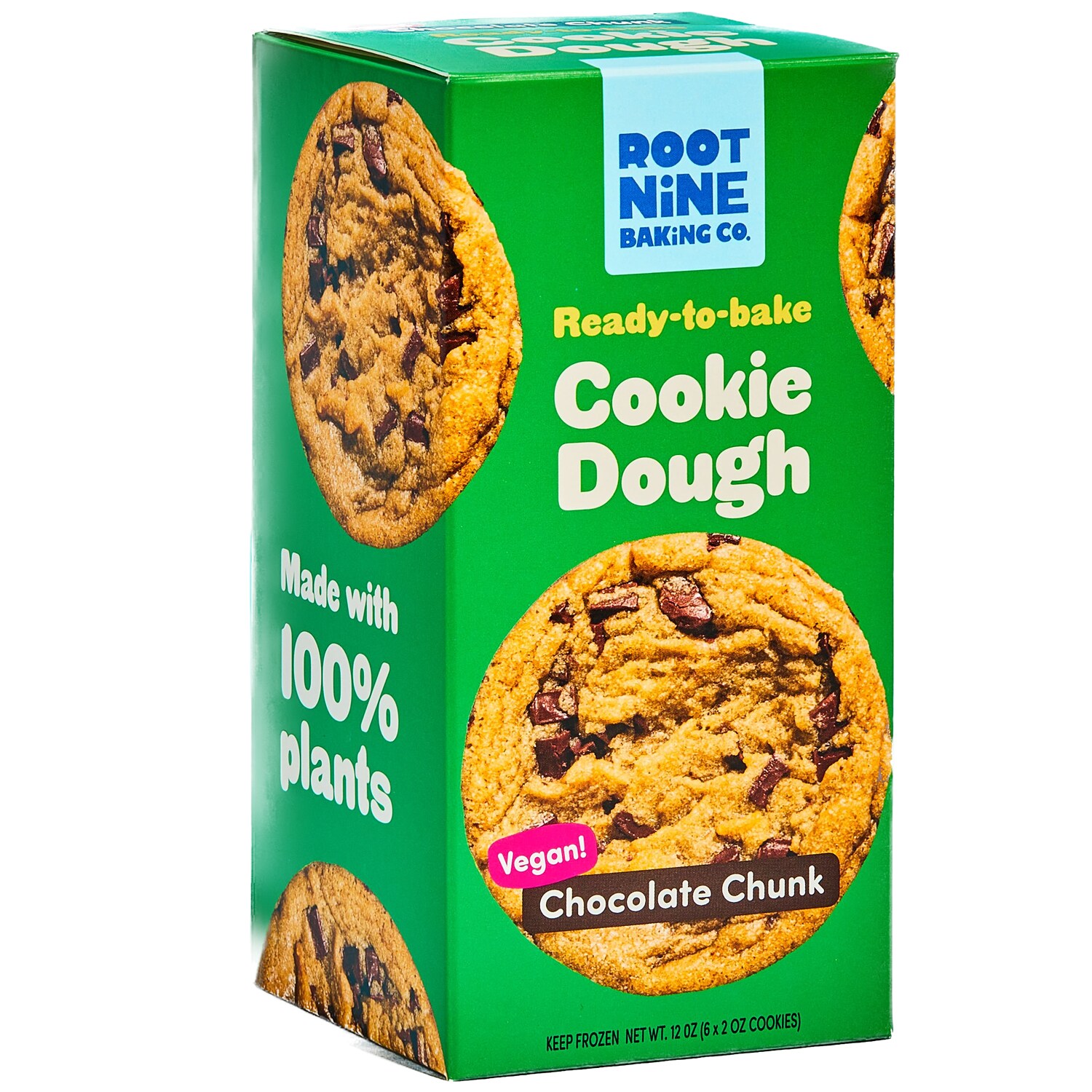 Root Nine Baking Co. Ready-to-Bake Vegan Cookie Dough, Chocolate Chunk, Frozen