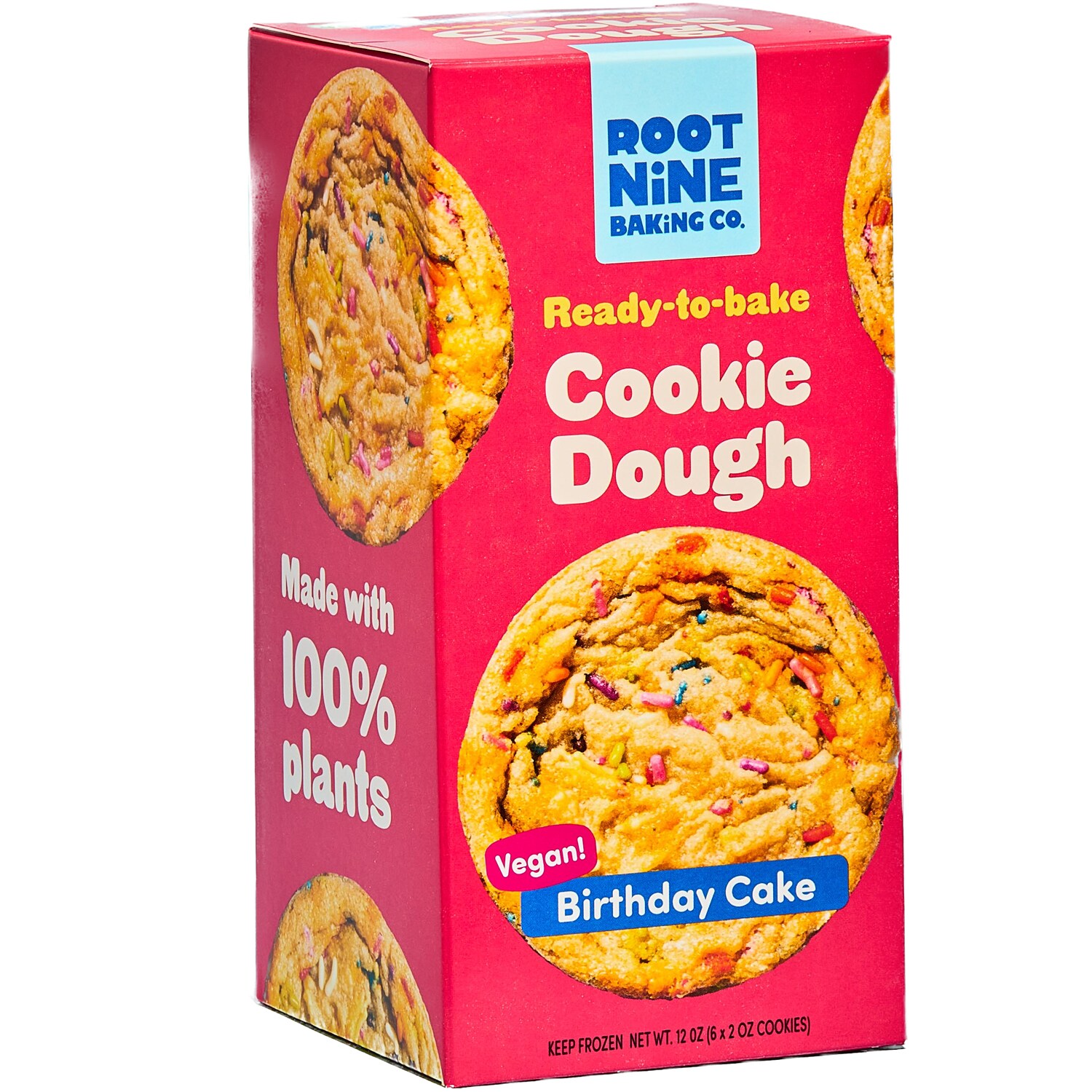 Root Nine Baking Co. Ready-to-Bake Vegan Cookie Dough, Birthday Cake, Frozen