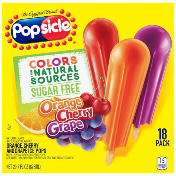 Popsicle Sugar-Free Ice Pops, Orange, Cherry, and Grape