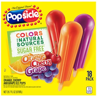 Popsicle Sugar-Free Ice Pops, Orange, Cherry, and Grape