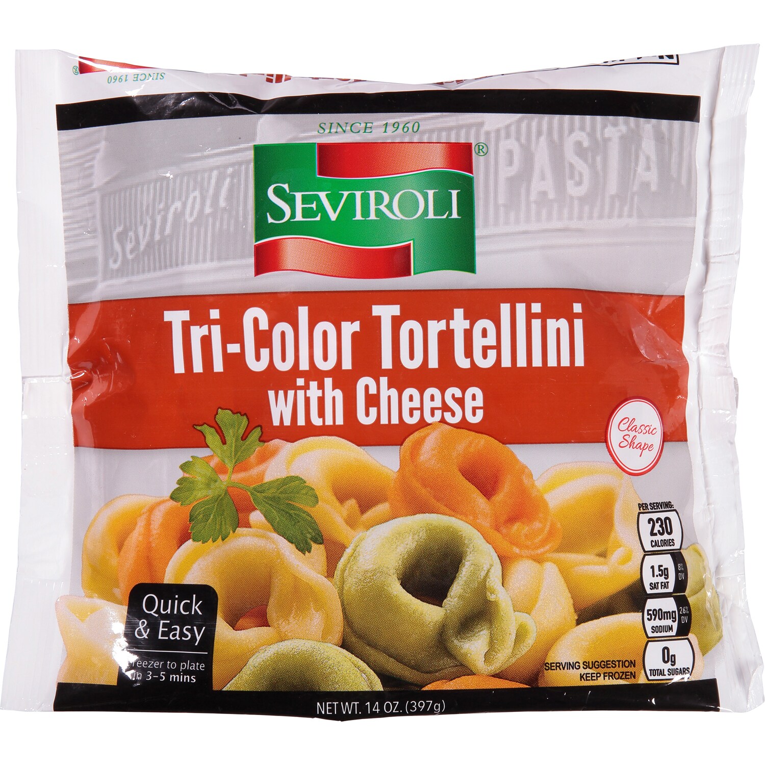 Seviroli Tri-Color Cheese Tortellini, Frozen