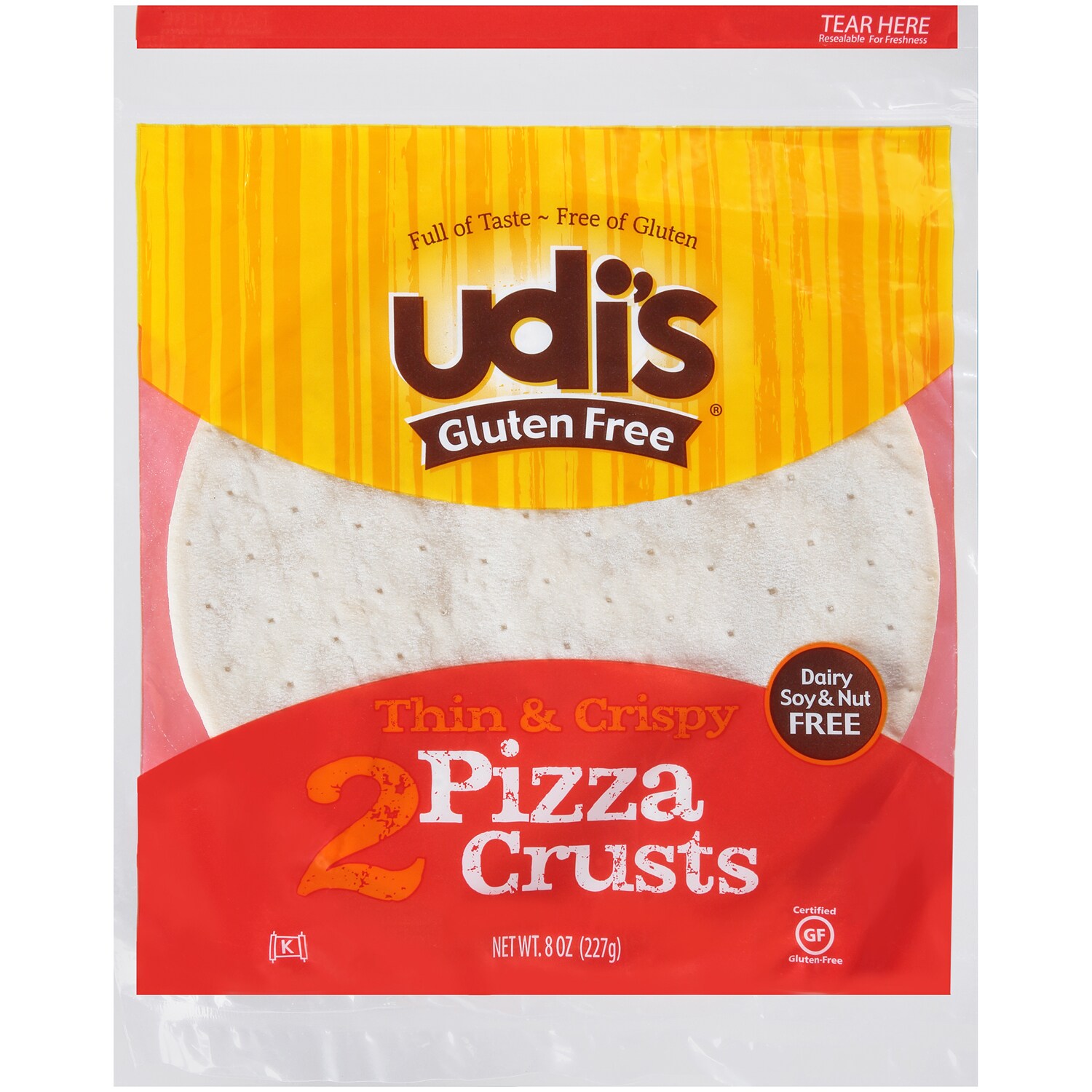 Udi's Gluten Free Thin & Crispy Pizza Crusts, Frozen