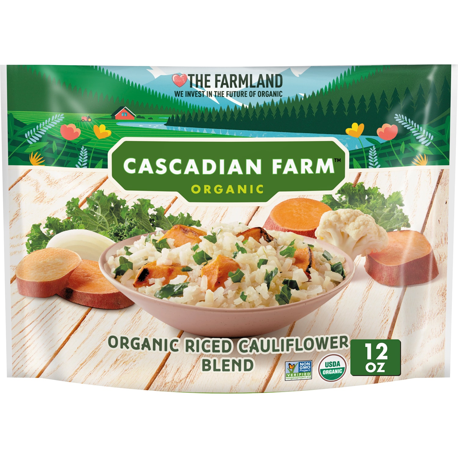 Cascadian Farm Organic Riced Cauliflower Blend with Roasted Sweet Potatoes, Onion & Kale, Frozen