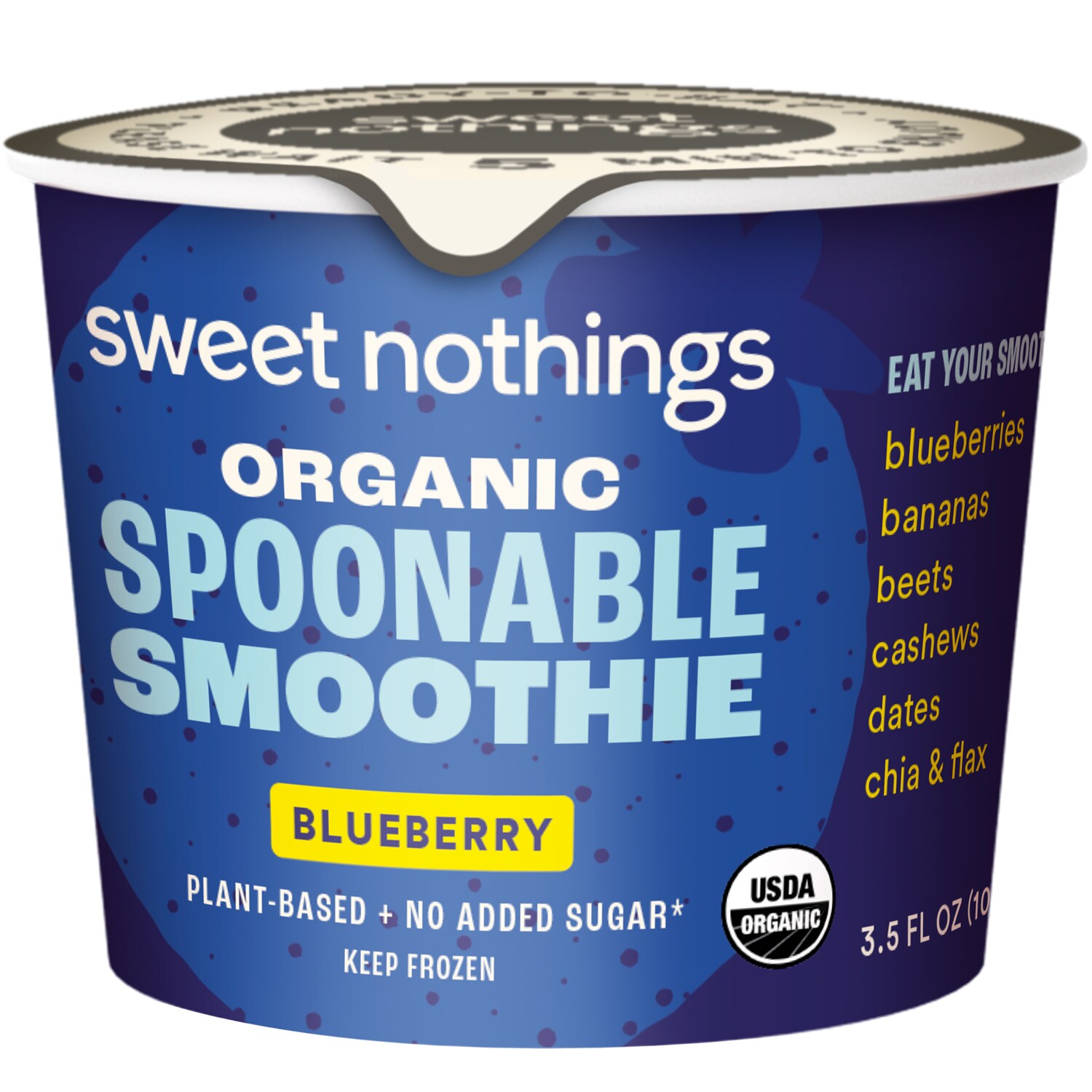 Sweet Nothings Organic Spoonable Smoothie Cup, Blueberry, Frozen