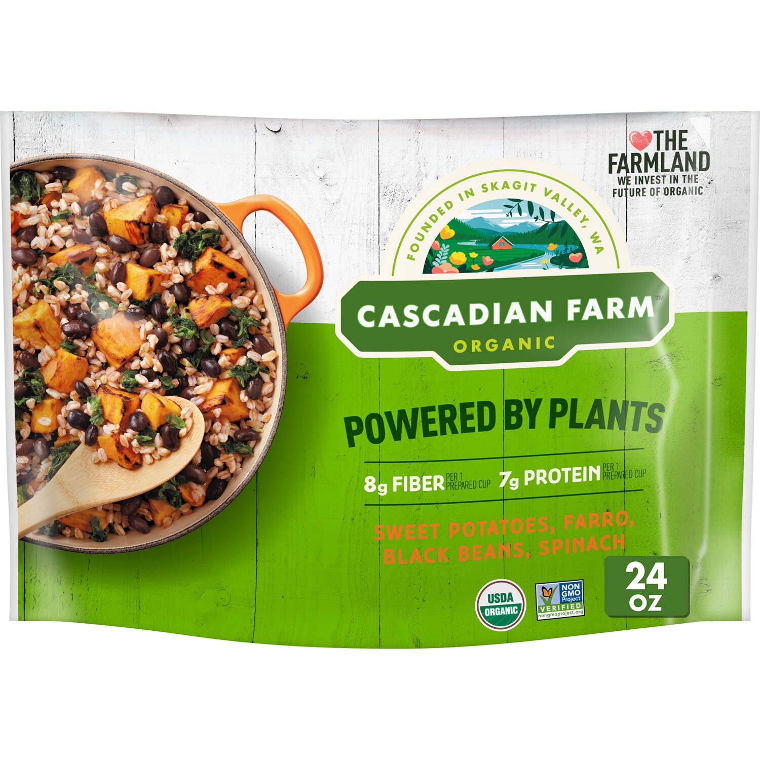 Cascadian Farm Organic Powered by Plants Blend, Sweet Potatoes, Farro, Black Beans & Spinach, Frozen