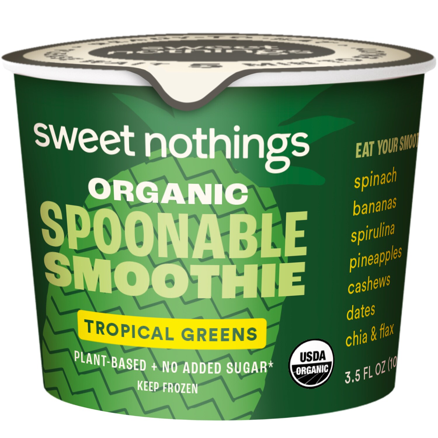 Sweet Nothings Organic Spoonable Smoothie Cup, Tropical Greens, Frozen