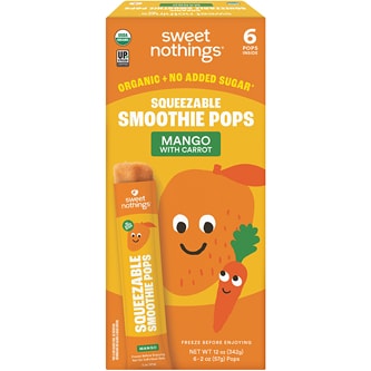 Sweet Nothings Kids Organic Squeezable Smoothie, Mango with Carrot, Frozen