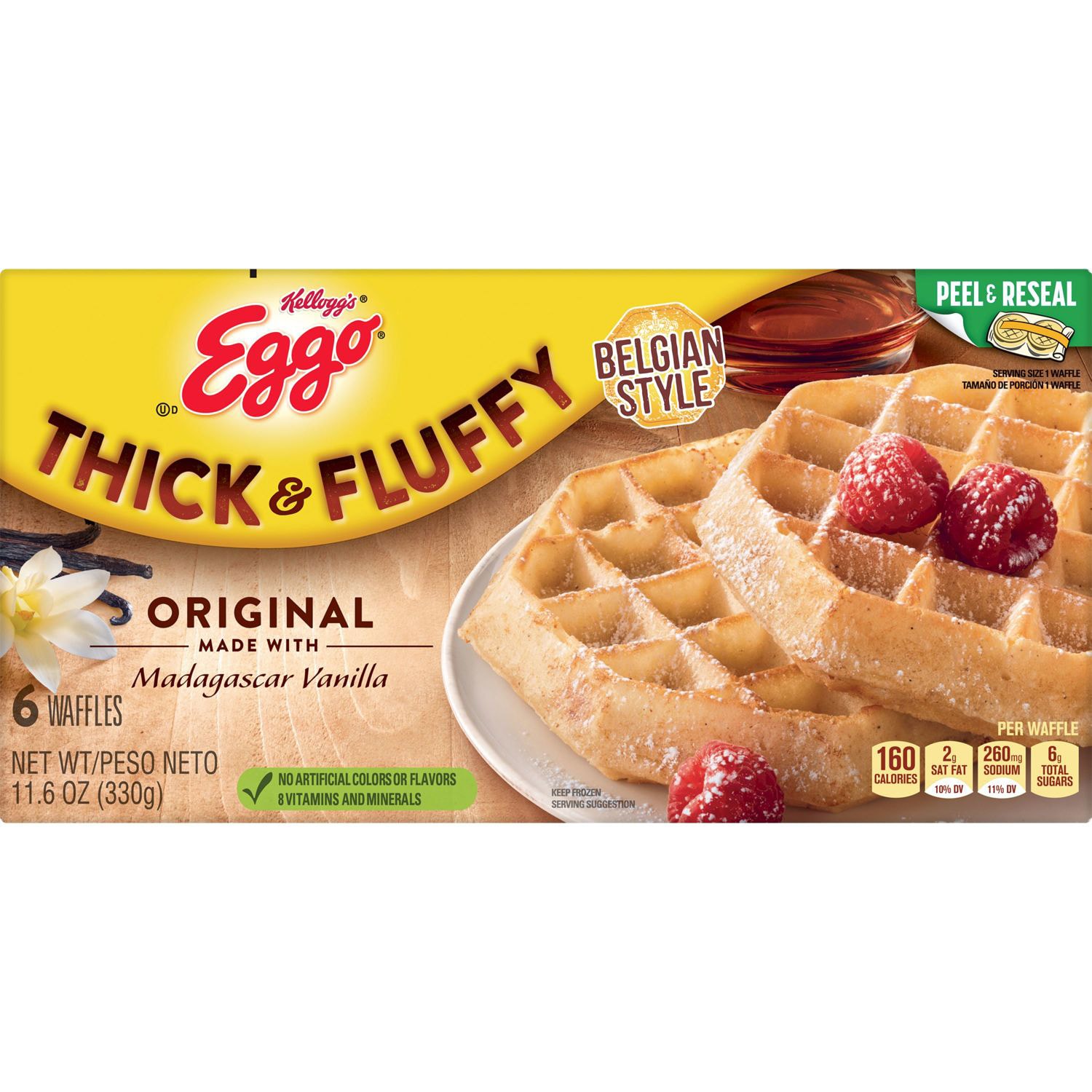 Kellogg's Eggo Thick & Fluffy Belgian Style Waffles, Original, Frozen