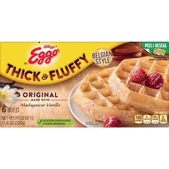 Kellogg's Eggo Thick & Fluffy Belgian Style Waffles, Original, Frozen