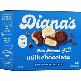 Diana's Bananas Real Banana Bites, Milk Chocolate, Frozen