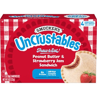 Smucker's Uncrustables Sandwiches, Peanut Butter & Strawberry Jam, Frozen