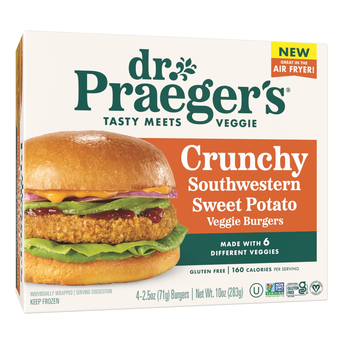 Dr. Praeger's Crunchy Southwestern Sweet Potato Veggie Burgers, Frozen