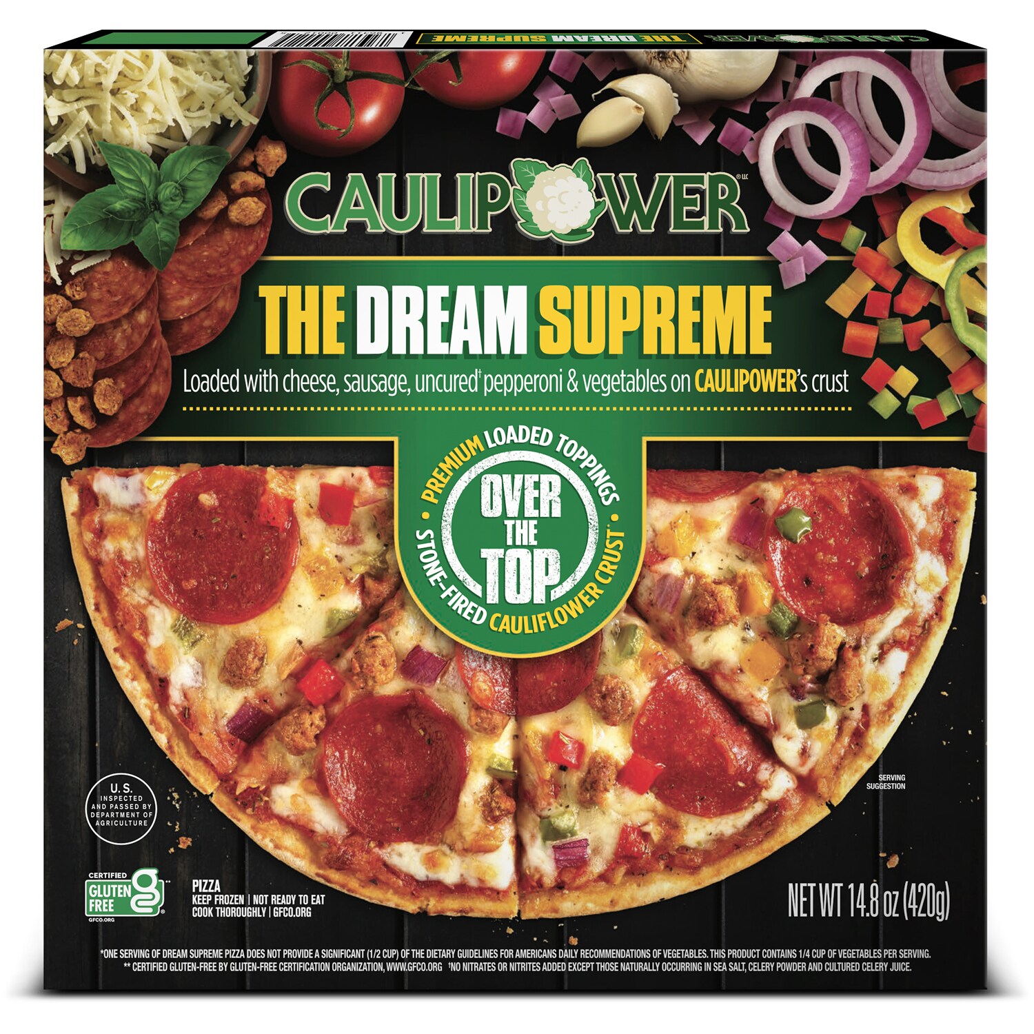 CAULIPOWER Over The Top Cauliflower Crust Pizza, The Dream Supreme, Frozen