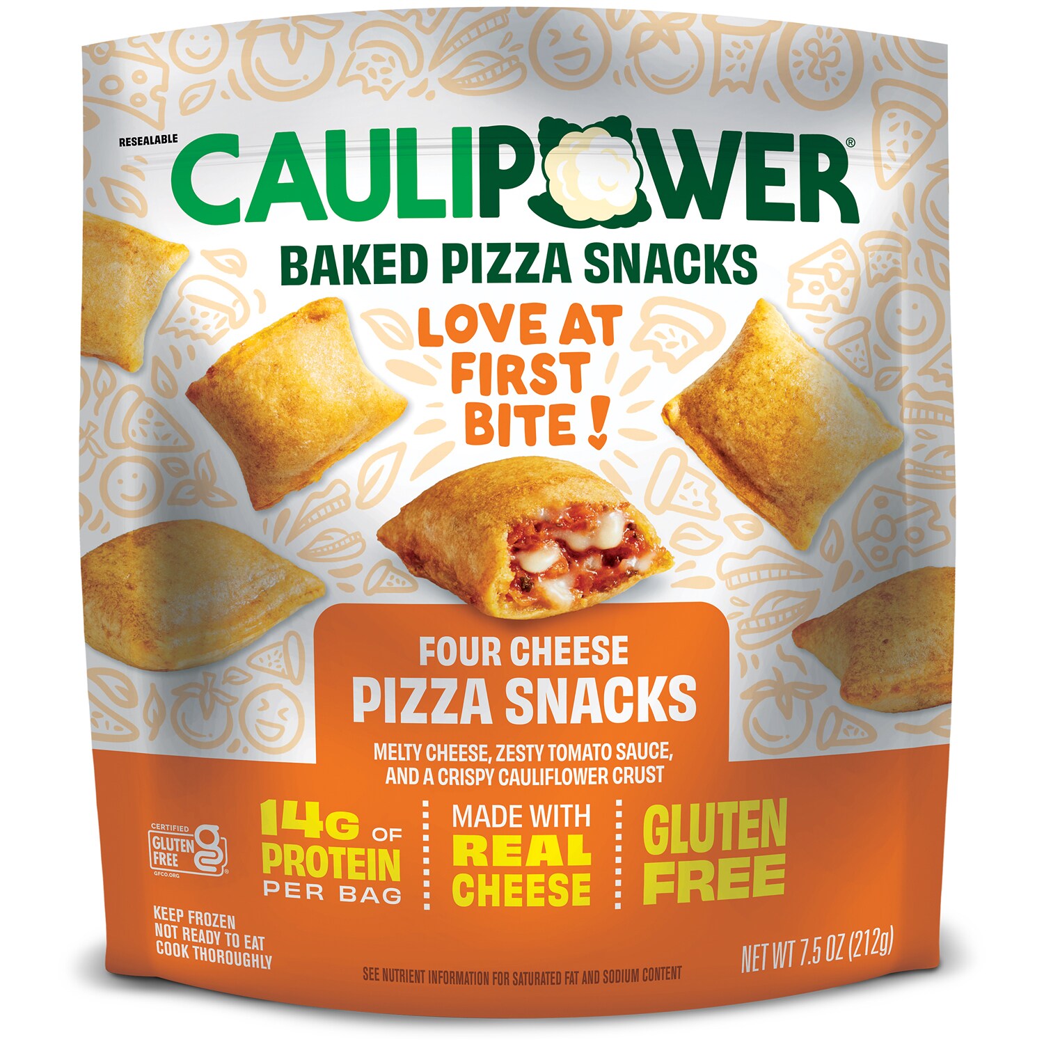 CAULIPOWER Cauliflower Crust Pizza Snacks, Four Cheese, Frozen