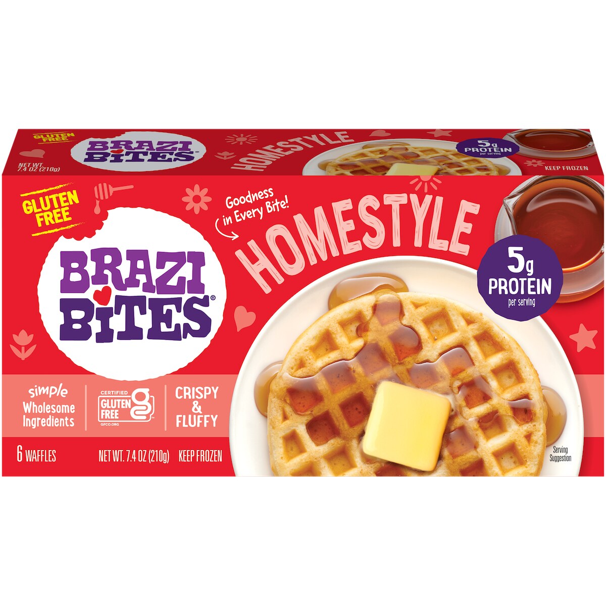 Brazi Bites Gluten Free Waffles, Homestyle, Frozen