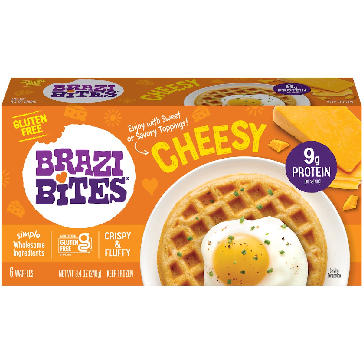 Brazi Bites Gluten Free Waffles, Cheesy, Frozen
