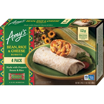 Amy's Burritos, Bean, Rice & Cheese, Frozen