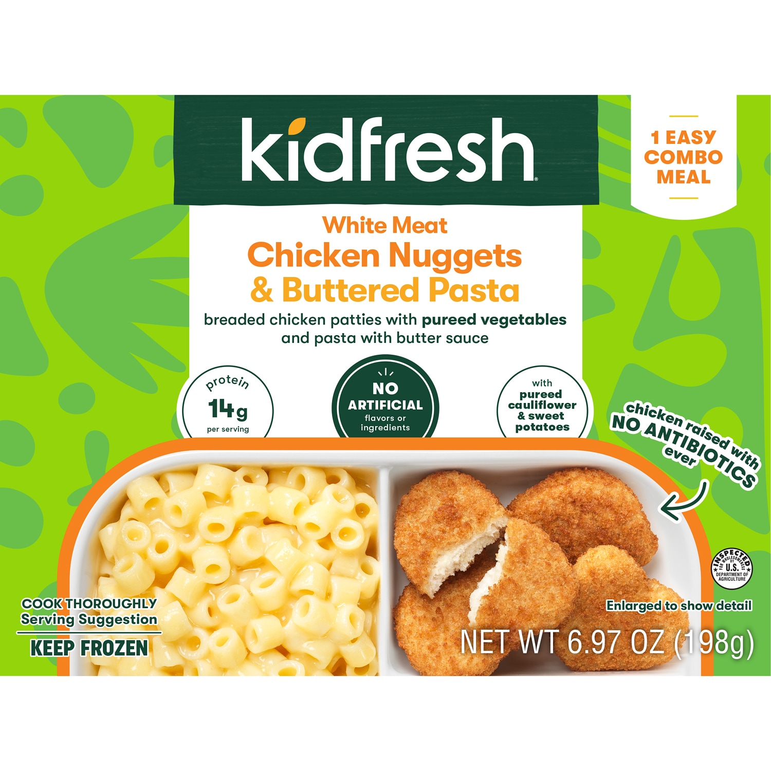 Kidfresh White Meat Chicken Nuggets & Buttered Pasta, Frozen