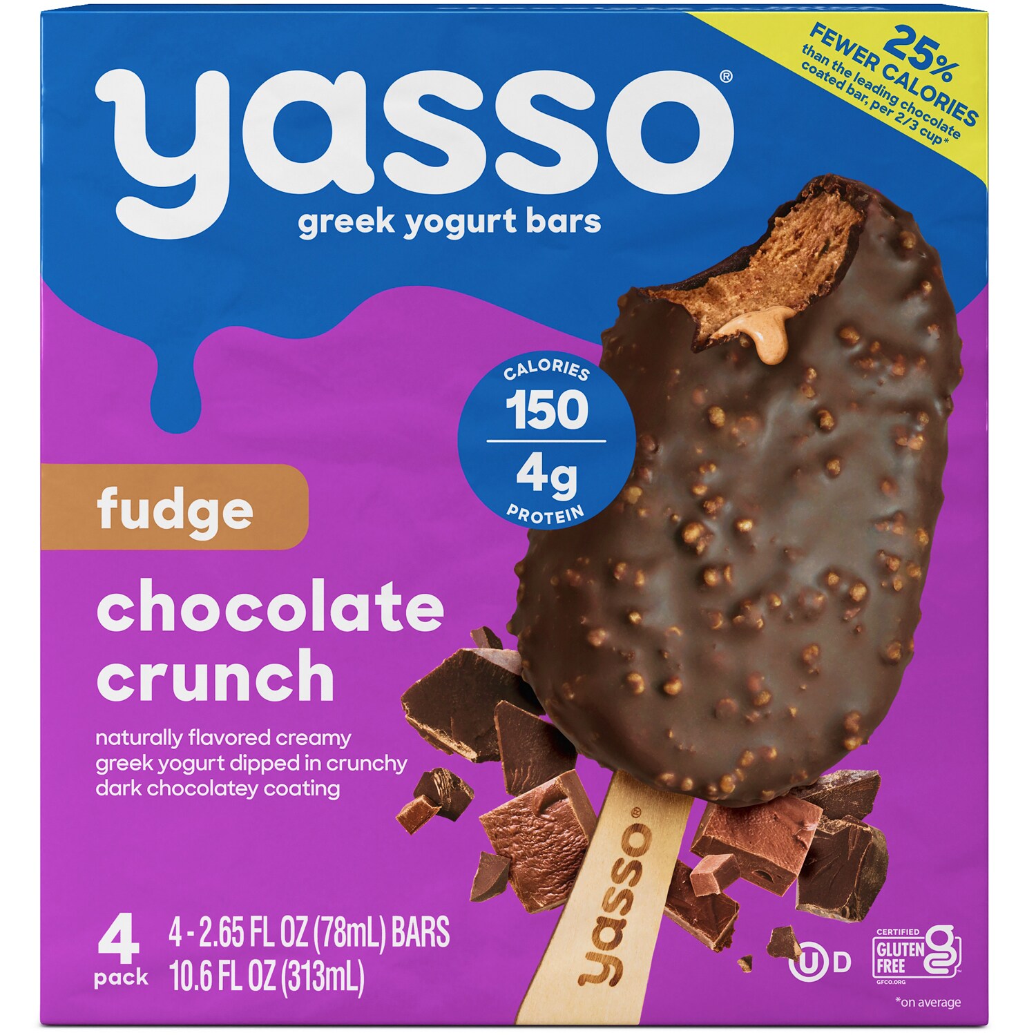 Yasso Frozen Greek Yogurt Bars, Fudge Chocolate Crunch