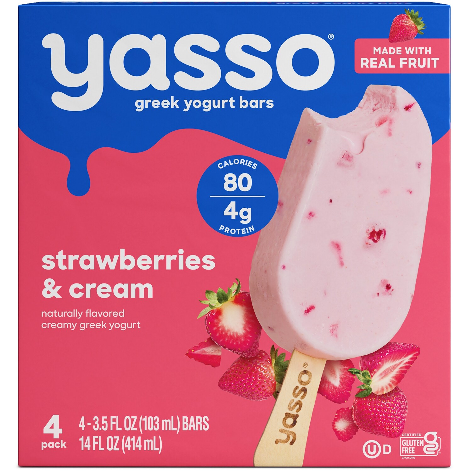 Yasso Frozen Greek Yogurt Bars, Strawberries & Cream