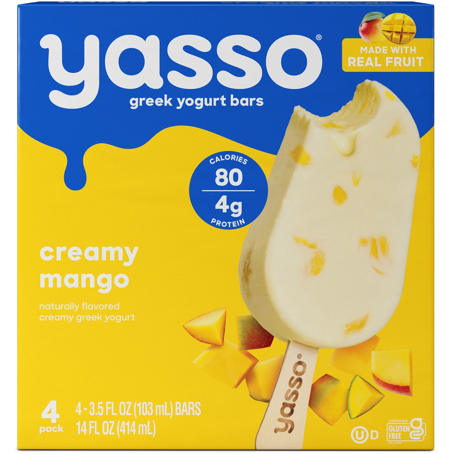 Yasso Frozen Greek Yogurt Bars, Creamy Mango