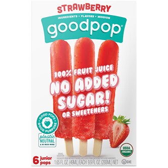 GoodPop No Sugar Added Jr Pops, Strawberry
