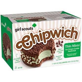 Chipwich Ice Cream Cookie Sandwiches, Girl Scout Thin Mint