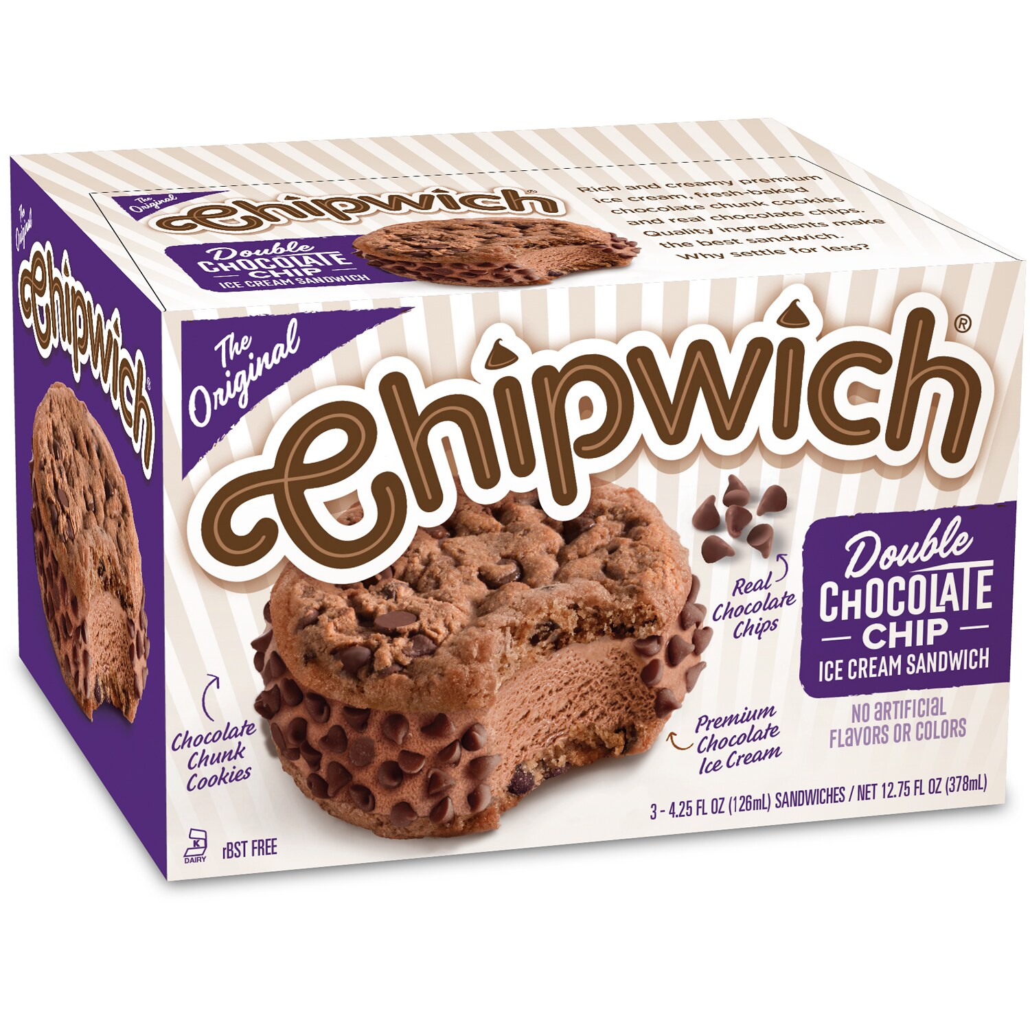 Chipwich Ice Cream Cookie Sandwiches, Double Chocolate Chip