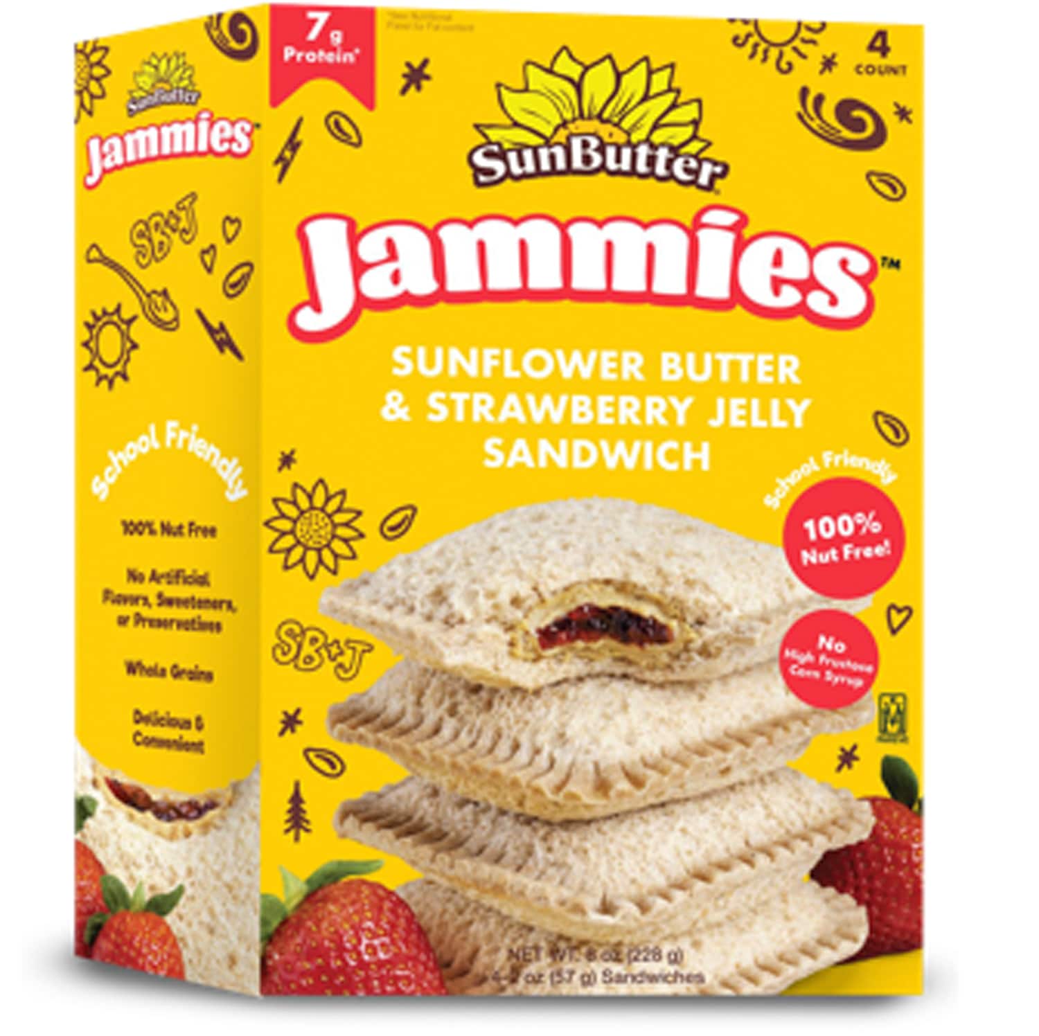 SunButter Jammies, Sunflower Butter & Strawberry Jelly Sandwiches, Frozen