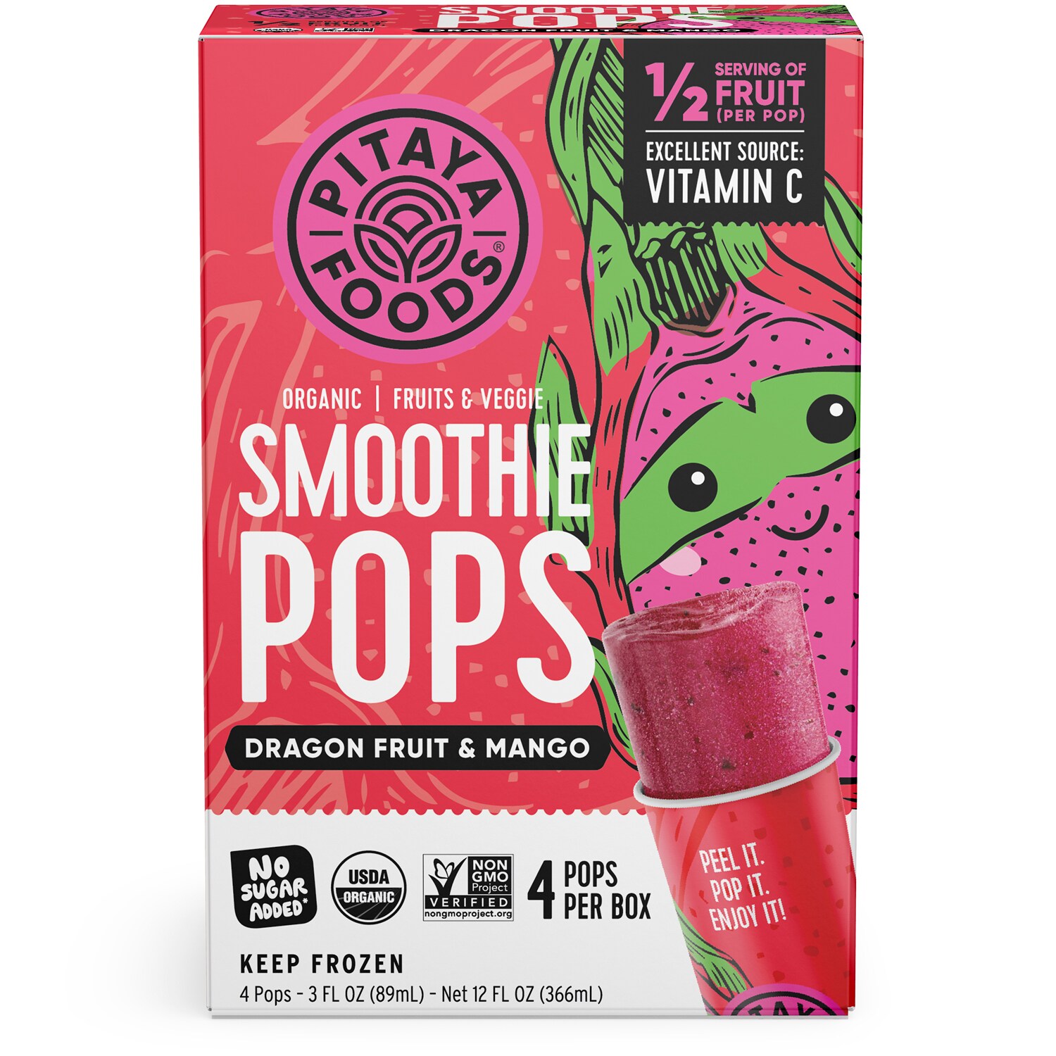 Pitaya Foods Organic Smoothie Pops, Dragon Fruit & Mango