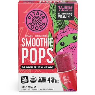 Pitaya Foods Organic Smoothie Pops, Dragon Fruit & Mango
