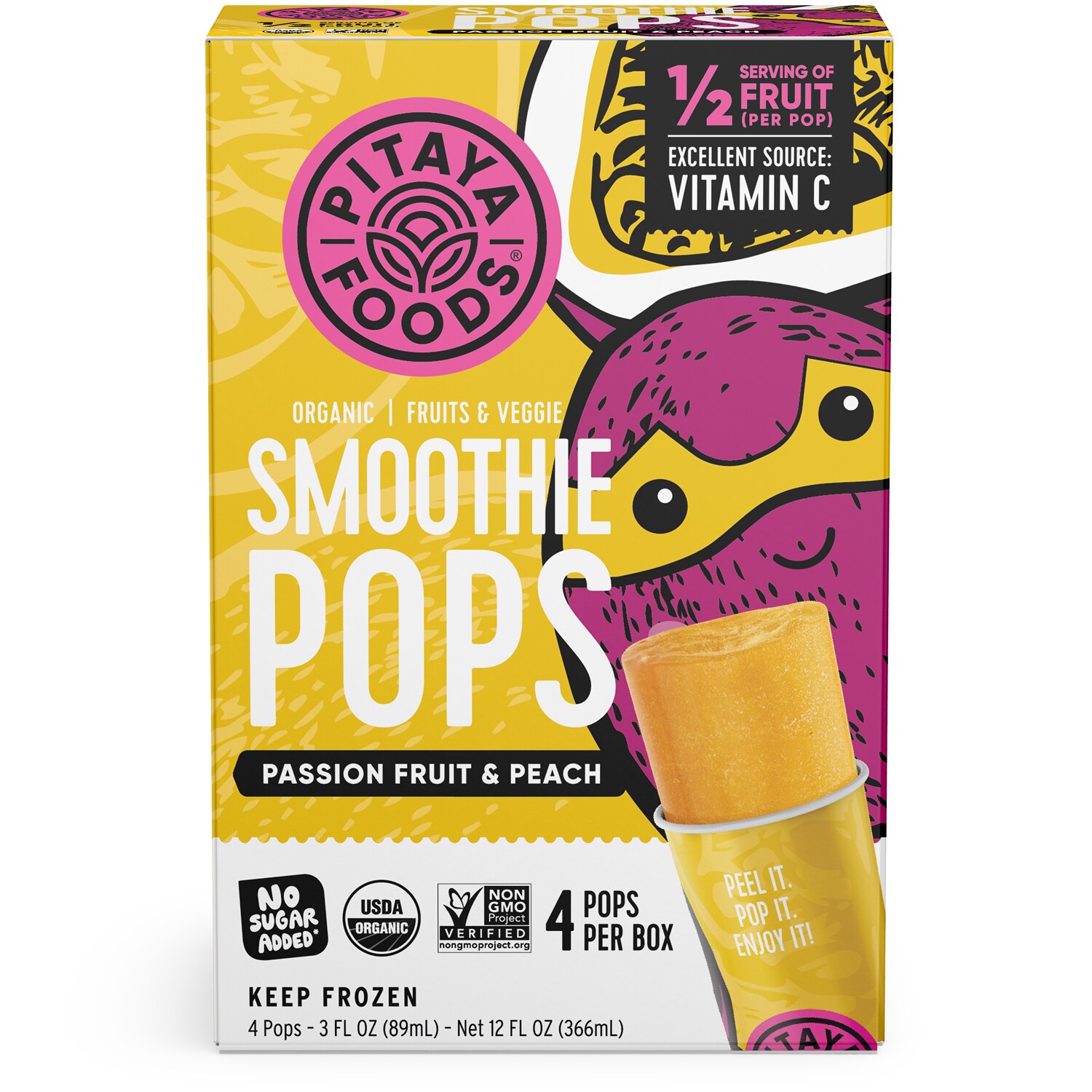 Pitaya Foods Organic Smoothie Pops, Passionfruit & Peach