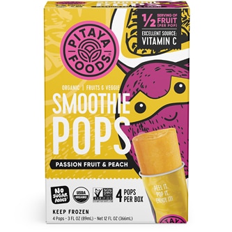 Pitaya Foods Organic Smoothie Pops, Passionfruit & Peach
